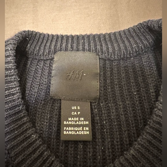 Textured blue striped crewneck sweater - Picture 3 of 5